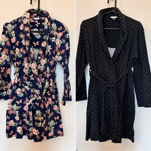 Lot of 2 bundle women’s size XS wrap dress robe or maternity nursing wrap